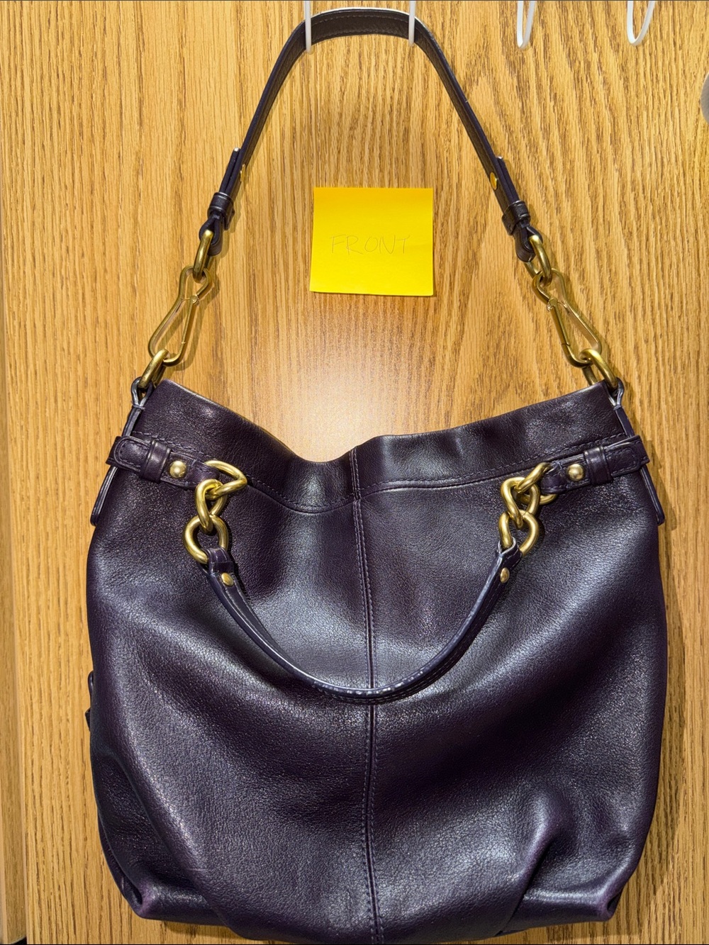 Vintage Coach Madison Brooke Hobo Rare Eggplant Purple Leather Shoulder Bag